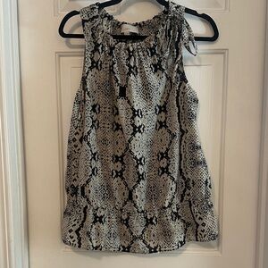 LOFT cotton silk blend snake skin sleeveless blouse medium